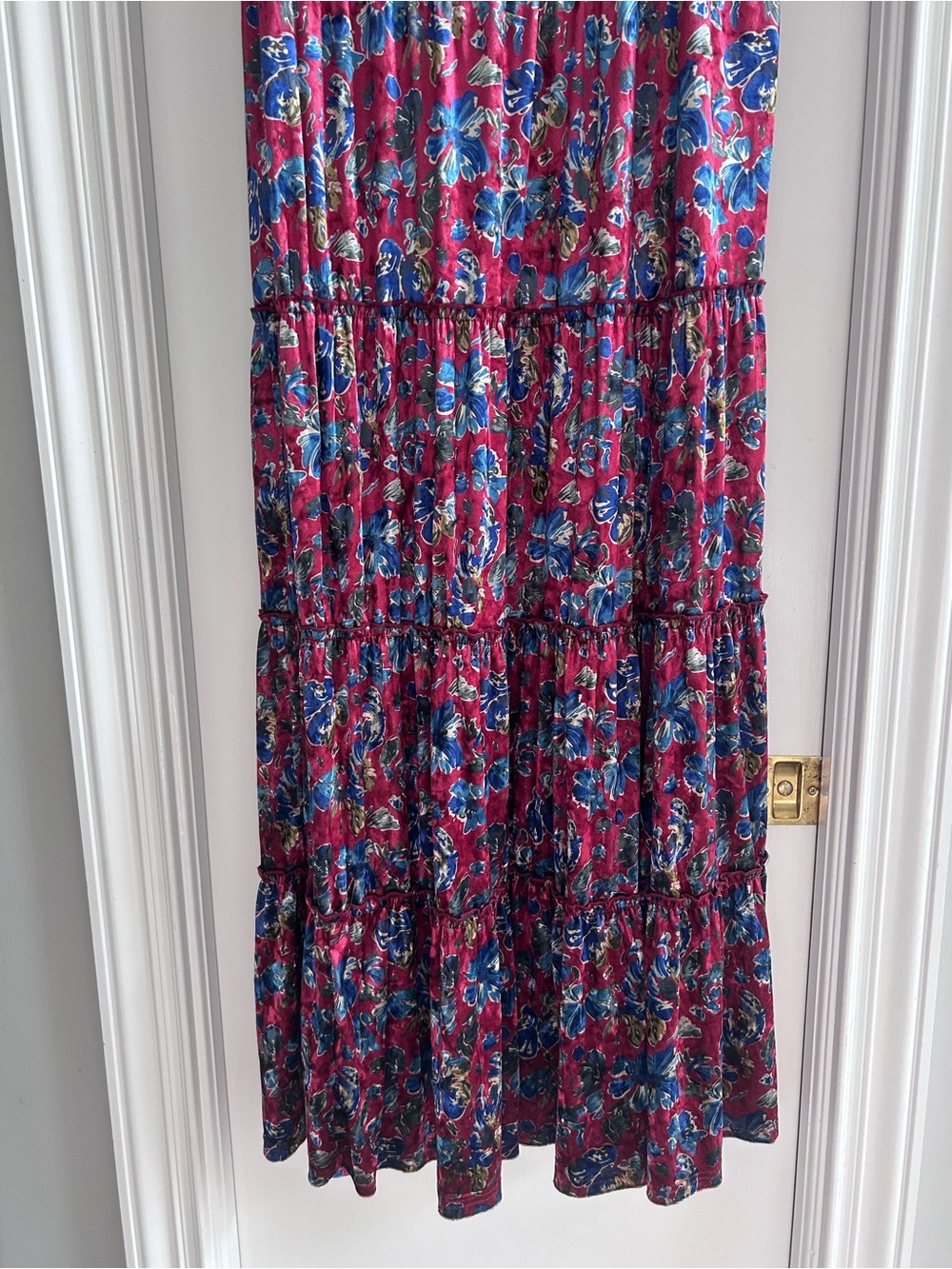 NATURAL LIFE Velvet Floral Tiered Maxi Dress - Picture 3 of 6